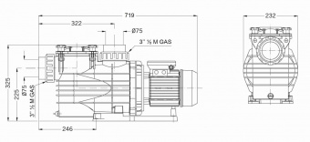 Насос с префильтром 27,6м3/ч PSH MAXI-20T Н=10 1,5кВт 400В (морская вода) (1MAX0200T4V)