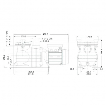 Насос с префильтром 8,5м3/ч PSH MICRO-50 Н=8 0,37кВт 230В (морская вода) (1MIC1050M2V)