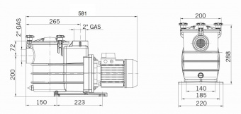 Насос с префильтром 22,1м3/ч PSH ND.2-24M Н=10 1,1кВт 230В (морская вода) (1ND20150M2V)